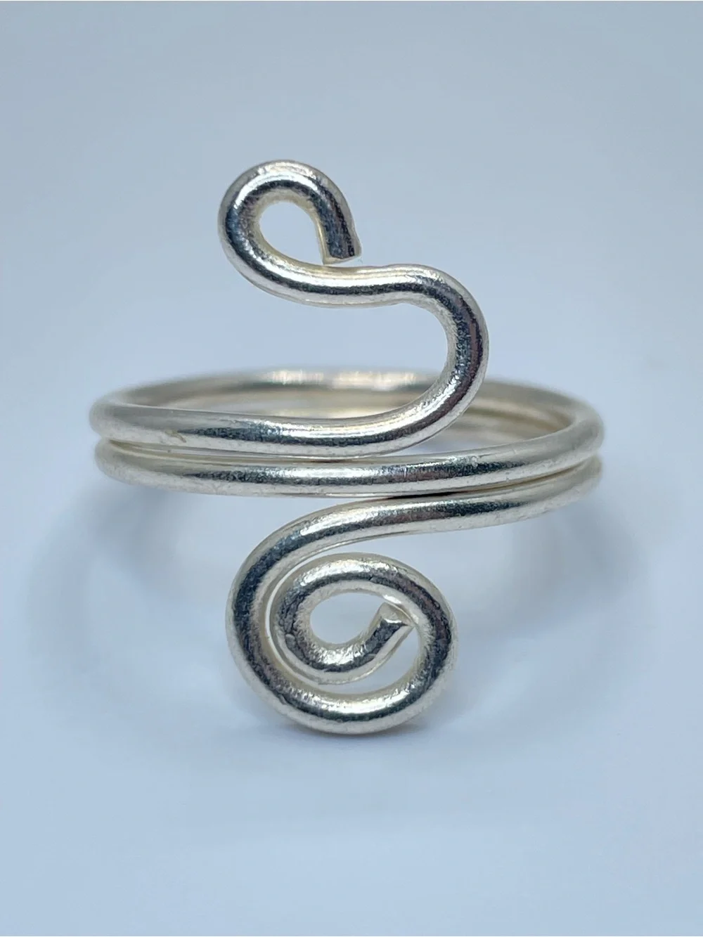 Vintage Mexico Silver Tone Swirl Overlay Ring Boho Southwestern Minimalist